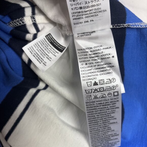 Levis Mens Oversized Striped Crewneck T-Shirt With Pocket Blue/White/Navy - Picture 15 of 16